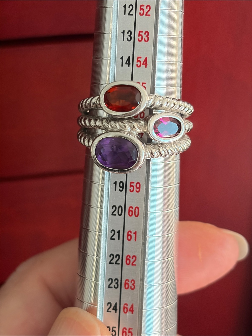 Vintage Sterling Silver Amethyst and Garnet Ring - size 8